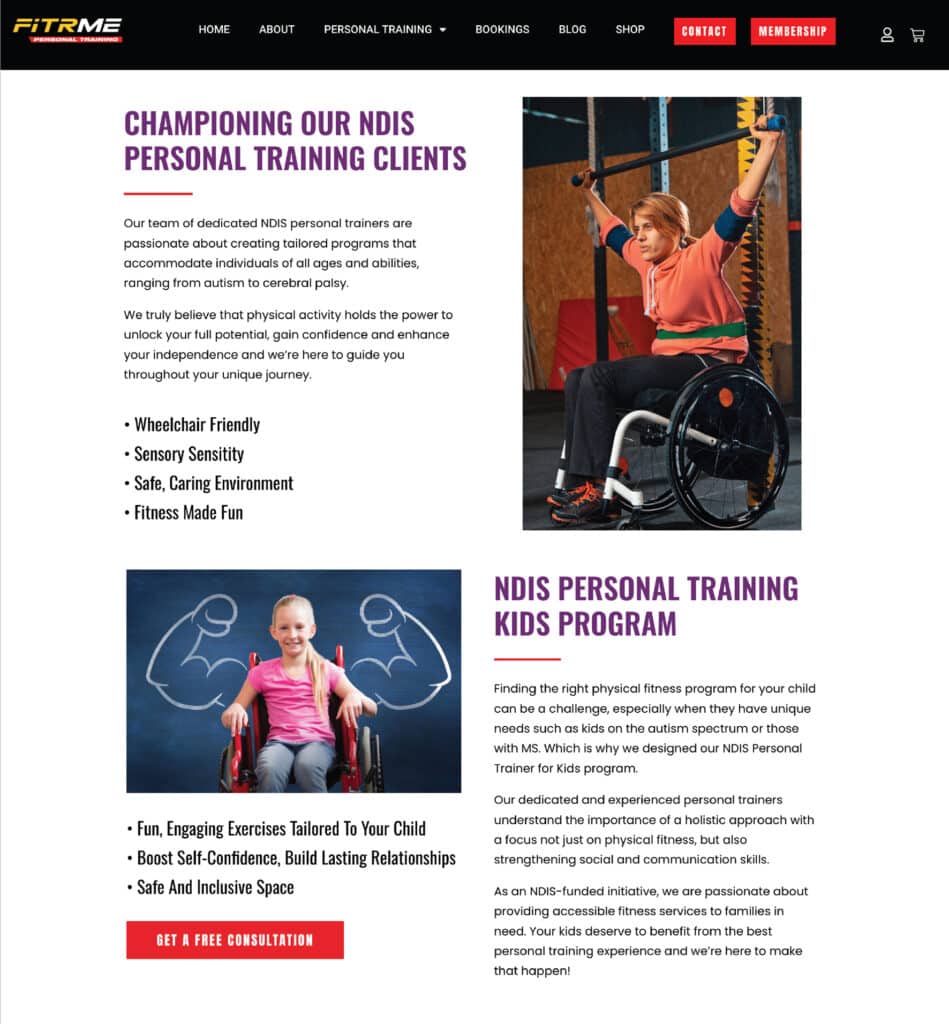 Fitrme NDIS personal training website